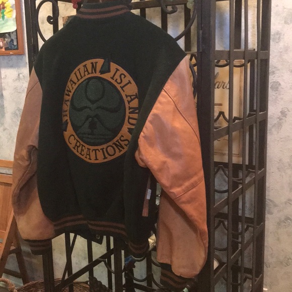 VINTAGE HAWAIIAN ISLAND CREATIONS LETTERMAN JACKET - Picture 5 of 8